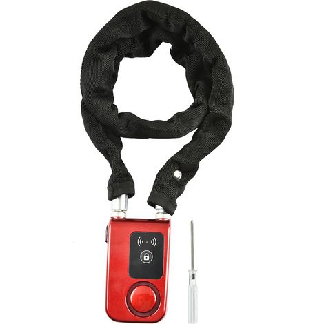 Ortviai Anti-Theft Connecteur Smartphone Y797G Cadenas de Vélo Intelligent à Chaîne Bluetooth Waterproof (3 AAA Batteries) Red