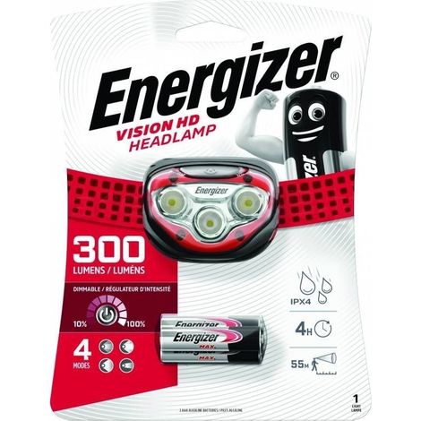 Energizer – Lampe frontale rouge 300lm – Résistance IPX4 – 3 modes d'éclairage – Autonomie jusqu'à 50h – Pour activités en extérieur - HD 300 LM (1/6)