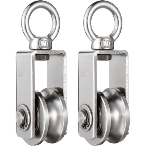Poulie avec 2 Roulements, Poulie pour Cable, 34mm Poulie Inox 304 (1/5)
