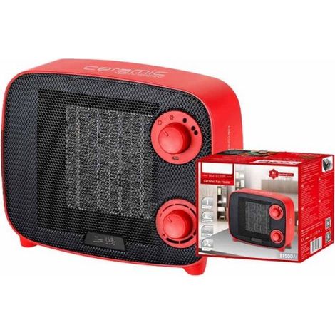 Mini Termoventilatore in Ceramica Potenza Regolabile 750W 1500W con Livelli Regolabile con Autoprotezione Surriscaldamento Rosso