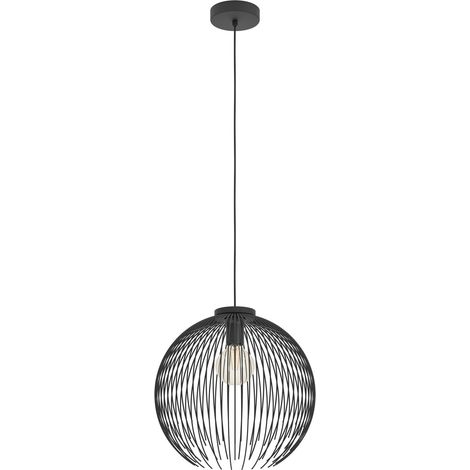 Sospensione Industrial-Nordico Acciaio Nero 1 Luce E27 D.40Cm (1/5)