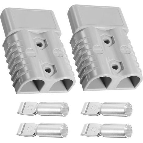 Lot de 2 connecteurs de batterie rapides 120 A, bornes de batterie haute intensité 120 A 600 V pour camping-cars, voitures, caravanes et gros moteurs (gris) (1/5)