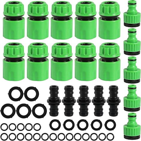 20 Pièces Embout Tuyau Arrosage, Kit de Raccord Tuyau d'Arrosage 1/2 Pouce, Adaptateur Robinet Tuyau Arrosage Jardin, Adaptateur Tuyau Arrosage pour Tuyau de Jardin avec Filetage (1/5)