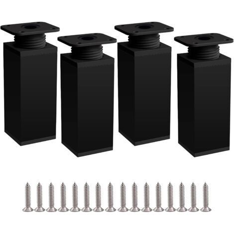 4-piece adjustable furniture feet – Height 10cm – Aluminum alloy – Stainless steel screws included – For tables and cabinets (1/5)