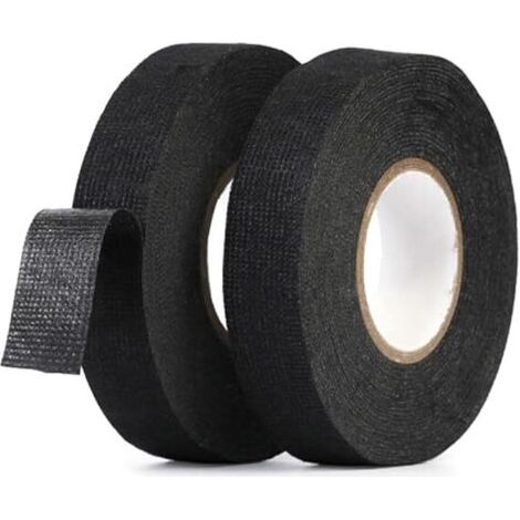 Lot de 2 Ruban de Câbles Noir,15M x19mm Résistant à la Chaleur Rubans Ruban Adhésif Isolant électrique, Ruban en Tissu pour Faisceaux de Câbles, Ménage Voiture Moto (1/5)