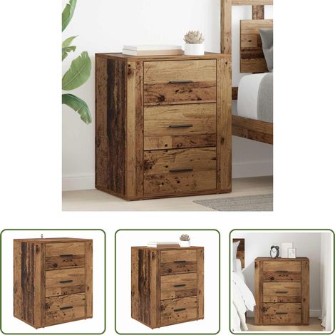Holzwerkstoff - Nachttisch mit Schubladen Altholz 35 x 50 x 60 cm Holzwerkstoff (1/5)
