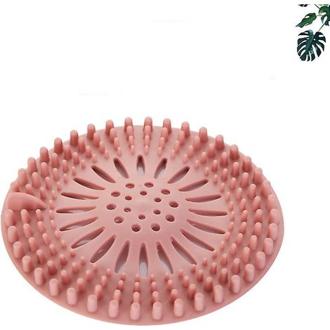 Bouchon et récupérateur de cheveux en silicone pour bonde de douche avec ventouse, rose - Pour la cuisine et la salle de bain (1/5)