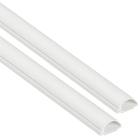 Goulotte Passe-Câbles 20x10mm, Pack 2 m – Profil Demi-Rond, Cache-Fils Auto-Adhésif, Gestion des Câbles Peignable – 2X Longueurs 1 m (20 mm l x 10 mm h) – Blanc (1/5)