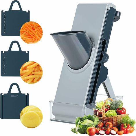 royaluxe - Mandolines de Cuisine, 4 en 1 Coupe Légumes Manuel, Multifonction Trancher Râpe à Fromage Ensemble, Avec Lame en Acier Inoxydable Réglable (1/5)