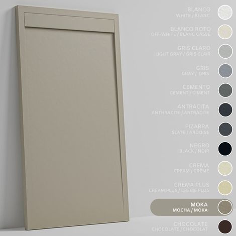 SOULHOME Duschwanne - Mineralguss & Gel Coat - Stein-Struktur - Rutschfest - Mokka - 120x90- Extraflach 3cm - Inklusive Ablassventil - Minimalistisches Design