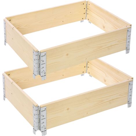 Garronda Carré Potager modulable en Bois Naturel 80x60x20 cm – Jardinière extérieure en palettes, empilable et Pliable, pour Jardin, Plantes, Fleurs, Herbes, Fruits et légumes GD-0141, 2 pièces