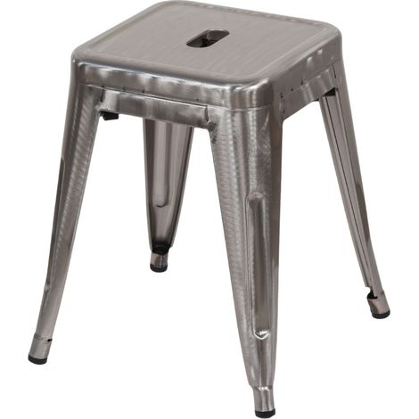 Stapelbarer, niedriger Industriehocker aus Stahl, 38 x 38 x 46 cm, Thinia Home