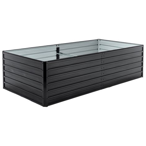 Grand carré potager surélevé en métal 219x112x64cm bac à fleurs avec fond ouvert kit de lit de culture en acier robuste résistant aux intempéries et à la rouille pour légumes herbes fleurs patio noir