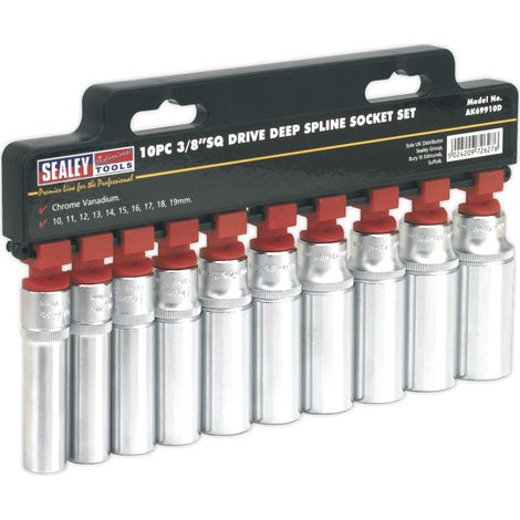 Sealey Premier Total Drive® Deep Socket Set 3/8""Sq Drive 10pc AK69910D