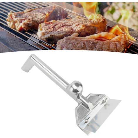Raschietto professionale per griglia con manico ergonomico in alluminio, ideale per fornelli da esterno, tavoli da barbecue e come strumento di pulizia. (1/4)