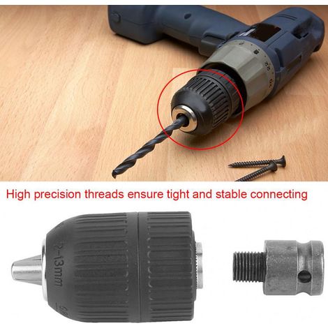 Einteiliges, komplett aus Kunststoff gefertigtes Bohrfutter + 1/2"-Gewindeanschluss für elektrische Bohrmaschinen, handfest anzuziehendes Bohrfutter, 2-13 mm Bohrfutter + Satz mit 3 Adapterstangen (1/5)