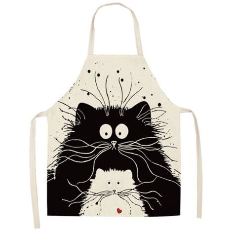 Tablier de Chat Mignon, Tablier de Cuisine en lin pour Barbecue, Cuisine et Peindre, pour Homme et Femme, Cadeau pour Papa et Maman (1/5)
