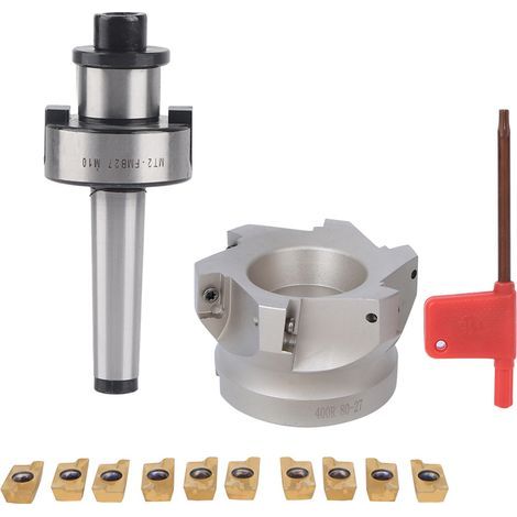 Porte-pinces MT2 FMB27 avec 10 inserts de fraisage 1604APMT pour fraises 80-27-6 (1/5)
