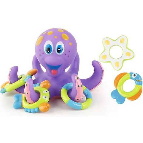Oktopus-Badespielzeug mit Ringen – Interaktives Badespielzeug für Babys und Kinder – Schwimmender Oktopus – ab 18 Monaten