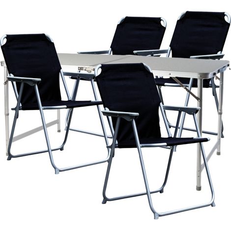5-teiliges Campingmöbel Set 120x60x58/70cm schwarz-MMC330872+4xMPO2600S (1/3)