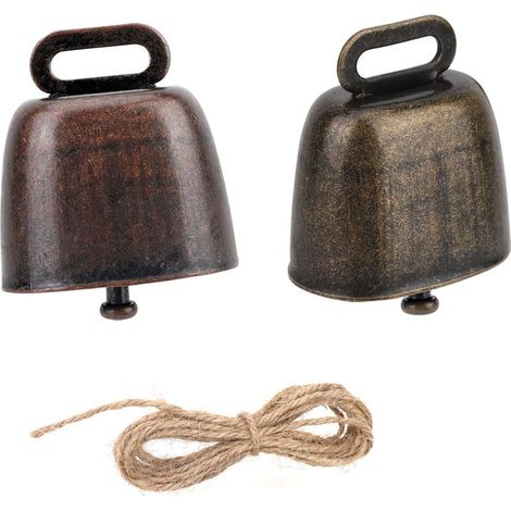 2 Pièces Cloche de Vache, Cuivre, Son Fort, Corde 1 Mètre, Bétail, Ferme (1/5)