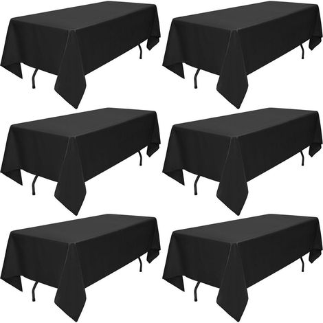 6er-Pack Schwarze Tischdecken 153x260cm Polyester für Haushalt & Gastronomie