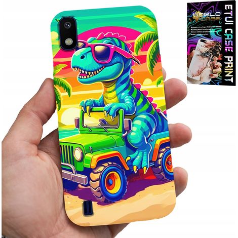 Custodia per Samsung A10 - disegni di dinosauri su un camion per bambini (1/5)