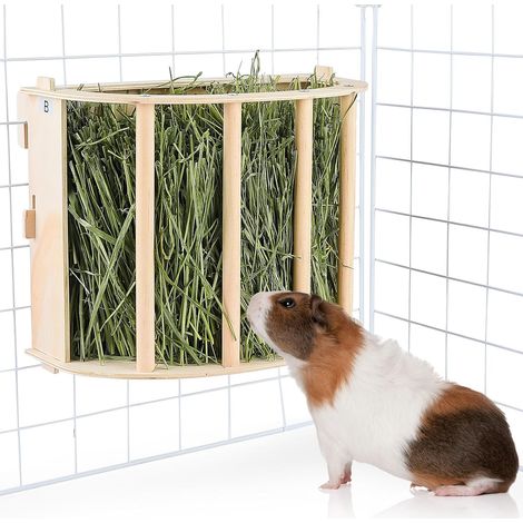 Mangeoire à Foin en Bois pour Cochon d’Inde, Râtelier Suspendu Double Fixation pour Petits Animaux (1/5)