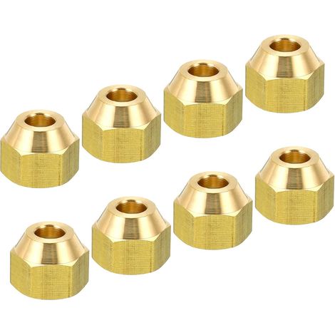 1/4 SAE Filetage Laiton Évaser Capuchon, 8 Paquet 45 Degré Évasé Tube Raccord Écrou Hydraulique Tuyau Raccord pour Air Climatiseur Eau Gaz Ligne, Brillant Surface (1/5)