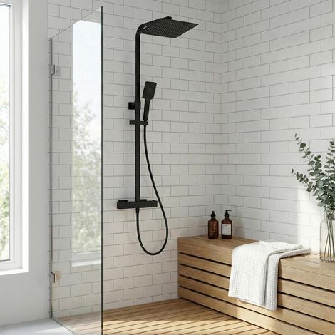 Colonne de douche thermostatique en inox à tête carrée