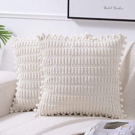Set di 2 fodere per cuscini in velluto a coste, 45x45 cm, morbide e moderne, ideali per divano, camera da letto, casa e auto. (1/3)
