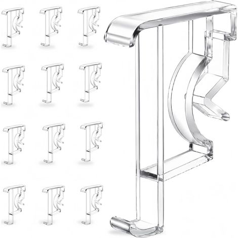 Lot de 12 clips de cantonnière invisibles de 5 cm (2 pouces), clips élégants pour cantonnière de stores, clips transparents pour cantonnière de stores, clips pour cache-stores pour stores horizontaux (1/5)