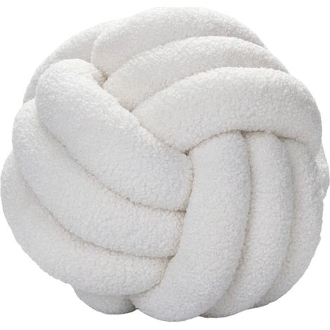 Beigefarbenes Knotenkissen, 22 cm – Ultraweiches, handgewebtes Lammwollkissen – Dekoratives Sofa-Accessoire (1/5)