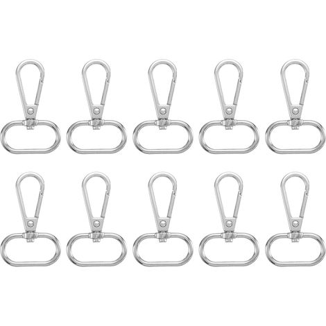 10Pcs Mousquetons Pivotants, Anneau Ovale de 1 Pouce, Mousqueton à Griffe en Métal avec Fermoir à Ressort pour Fabrication de Sacs à Main, Ceintures, Couleur Argent (1/5)