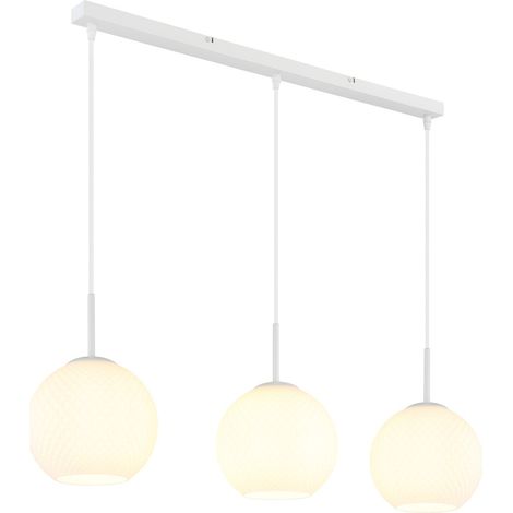Pendelleuchte Hängeleuchte Wohnzimmerlampe Höhenverstellbar Weiß Metall L 90 cm