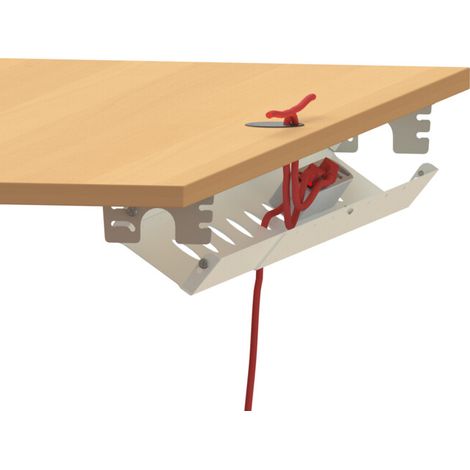 STIER Goulotte universelle pour câbles pour bureaux électriques réglables en hauteur Blanc (1/3)