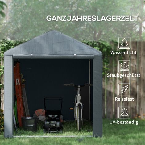 Tente de garage, 1,6 x 2,18 x 1,72 m Tente de stockage avec protection UV, porte à fermeture éclairante, Garage en feuille pour appareils de jardin