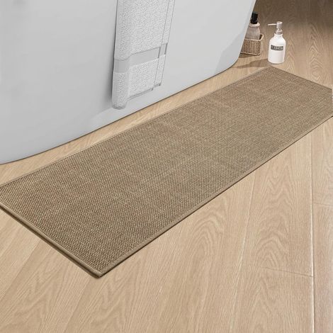 Tapis de bain antidérapant 43 x 120 cm avec dos en caoutchouc antidérapant lavable Tapis de bain Tapis de douche Tapis de salle de bain Marron 43x120cm (1/5)