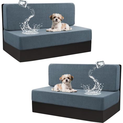 Funda 100% impermeable para cojines de asientos de caravana, funda elástica para asientos tipo banco de autocaravana, sofá y asiento con respaldo (azul, juego de 2). (1/5)
