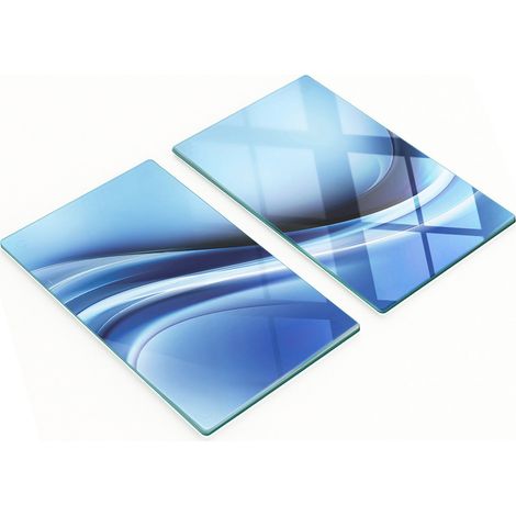 Tableros de vidrio elegantes y duraderos con estampado abstracto azul, 2x30x52 cm.