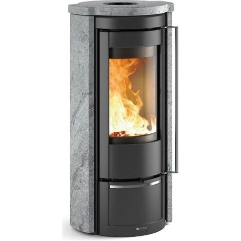 La Nordica – Poêle à bois en pierre raccordable 7.5 kW – Volume de chauffe 215 m³ – Rendement 86.5 % – Prise d'air externe pour combustion optimale (1/5)