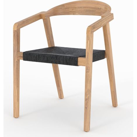 Silla de jardín de madera de teca reciclada y ratán sintético - Malio