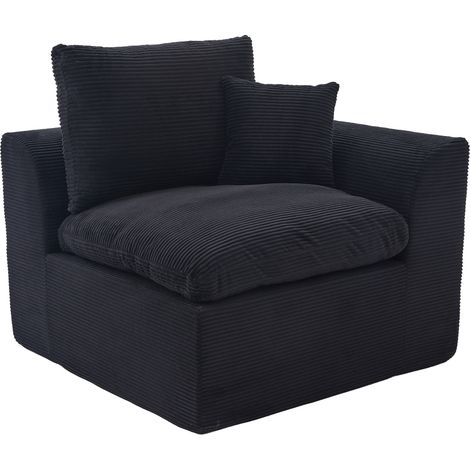 Canapé Modern Minimalist Single-seat Corduroy Noir 101.00x102.50x84.00 ZIPSOFA (1/5)