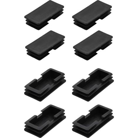 Embouts Rectangulaires (100 x 50 mm) - Lot de 8, Embouts de Protection en Plastique pour Tubes Rectangulaires avec Filetage - pour Pieds de Meubles et Chaises, Couleur Noire (1/5)