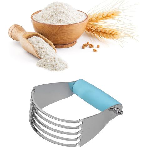 Mélangeur à pâtisserie en acier inoxydable, coupe-beurre Mélangeur à pâte polyvalent Coupe-pâtisserie robuste Coupe-mélangeur en métal pour farine de pâte(Bleu) (1/5)