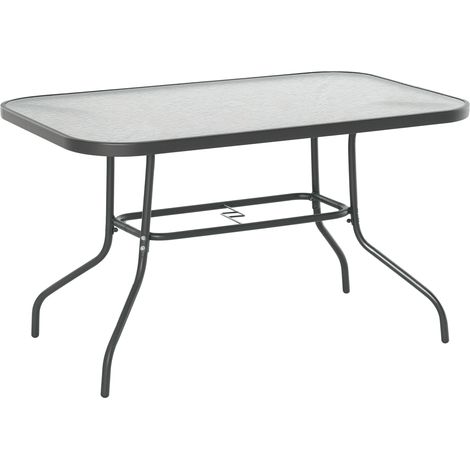 Table de Jardin rectangulaire dim. 120L X 80l x 70H cm métal époxy Gris Plateau Verre trempé (1/5)