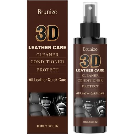 Baume pour cuir Brunizo - Entretien quotidien des articles en cuir pour la maison et la voiture, nettoie les taches superficielles, protège le cuir, 100 ml (1/5)
