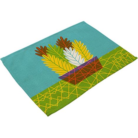 Tapis De Table - Motif Fleurs Colorées - Isolation Thermique Et Résistant - Pour Salle À Manger Et Cuisine - Lot De 1 (1/2)