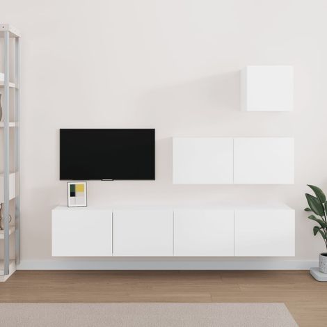 vidaXL Set di Mobili Porta TV 4 pz Bianco in Legno Multistrato (1/5)