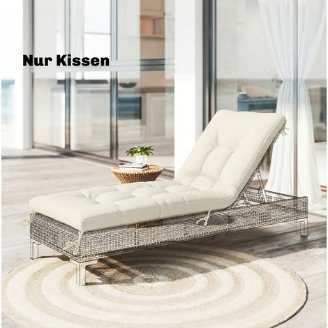 Cojín para tumbona 198 x 65 x 13 cm beige con cintas de sujeción (1/5)